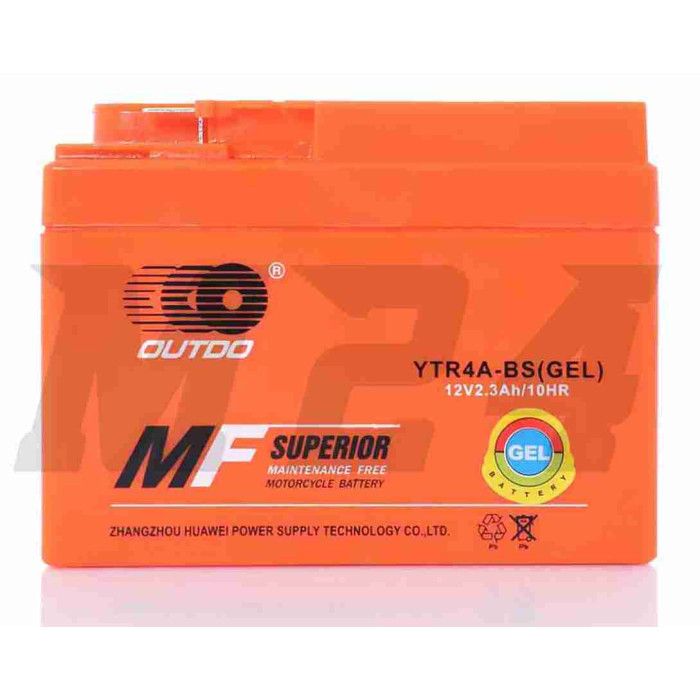Акумулятор GEL 12V 2.3A Honda 115-50-85mm YTR4A-BS "OUTDO" (2021)
