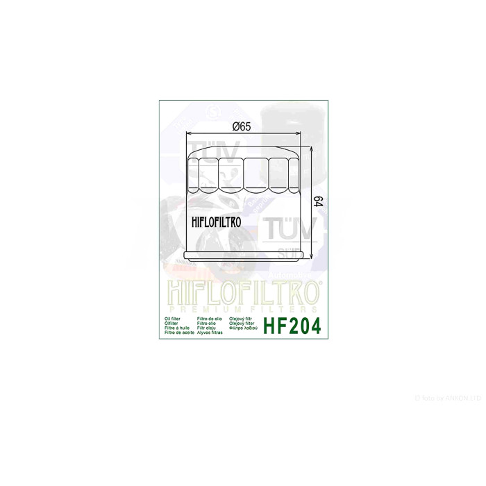 Фільтр масляний мото HF204 D65/H64 чорний "HIFLO" ТАЙЛАНД