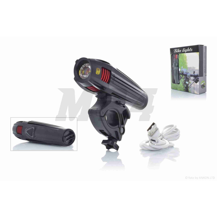 Фара велосипеда USB/2000mAh 300lm 4режими #DEN-051
