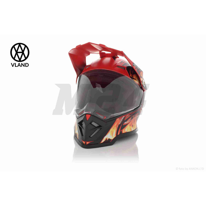 Шолом кросовий "VLAND" #819-7 +візор, XS, black/red