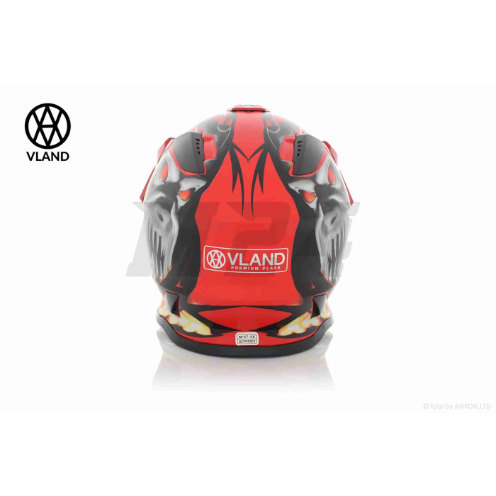 Шолом кросовий "VLAND" #819-7 +візор, XS, black/red