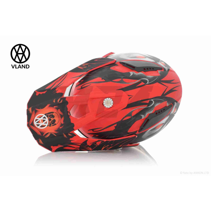 Шолом кросовий "VLAND" #819-7 +візор, XS, black/red