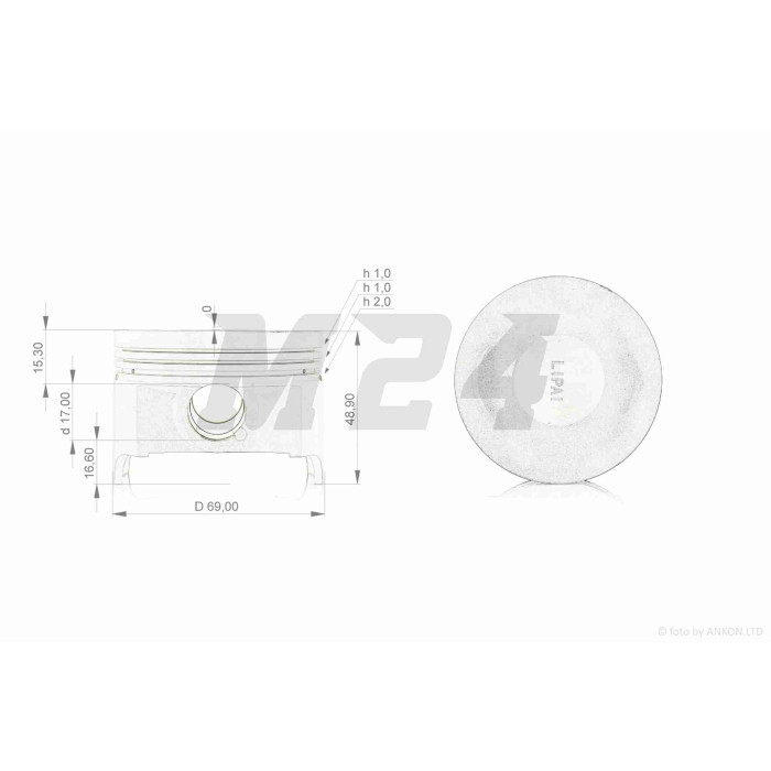 Поршень к-кт CB250 STD 69.00, p-17 "LIPAI"