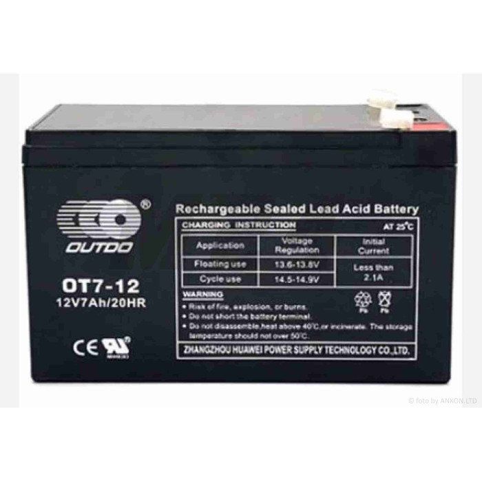 Акумулятор SLA 12V 7A 150-65-95mm OT7-12 "VLAND" (2025)