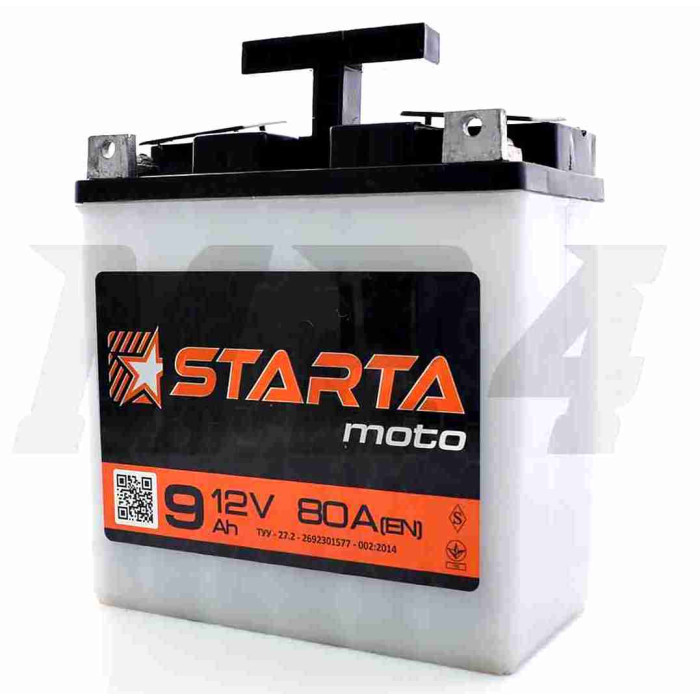 Акумулятор кислотний 12V 9A 140-85-140mm плоска клема "STARTA" УКРАЇНА
