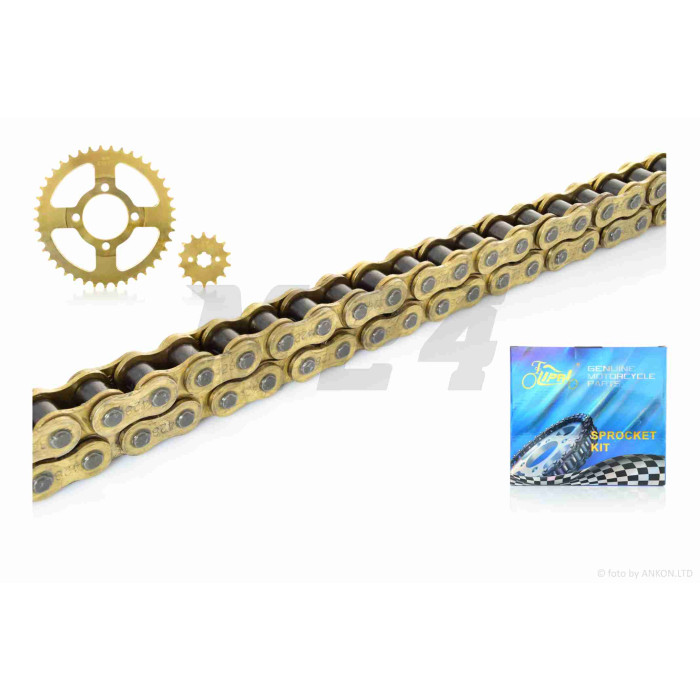 Зірки трансмісії пара Delta 428-14/41 + ланцюг 98L "LIPAI" (GOLD)