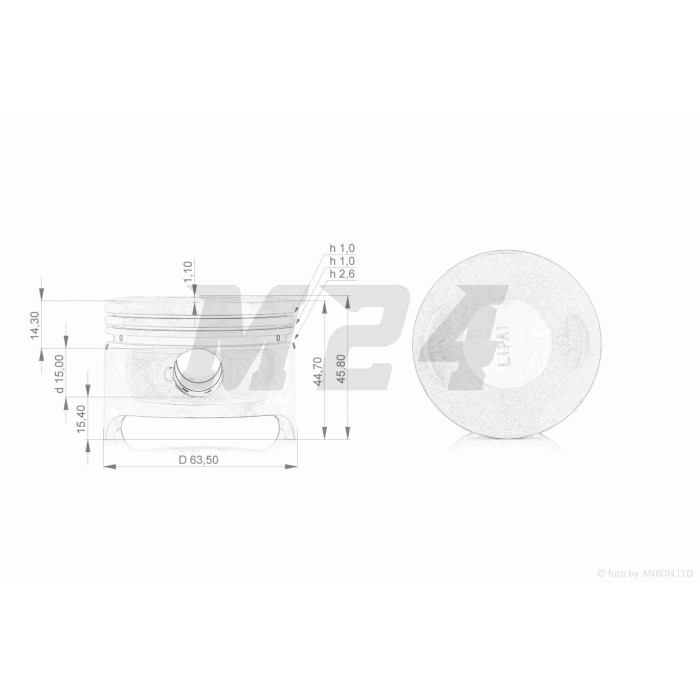 Поршень к-кт CG200 STD 63.50, p-15 "LIPAI"