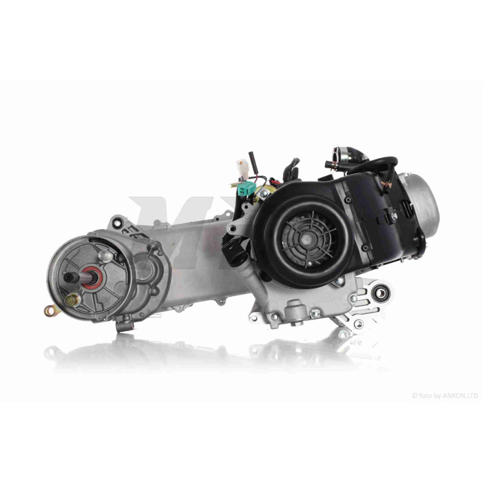 Двигун GY6 80cc 43cm, під два амортизатори +карбюратор, комутатор, котушка запалювання "SEE-SL"
