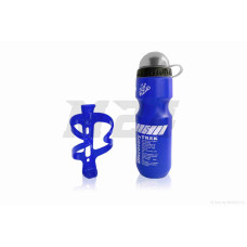 Пляшка для води вело 600ml, синя +тримач "DISCOVERY"