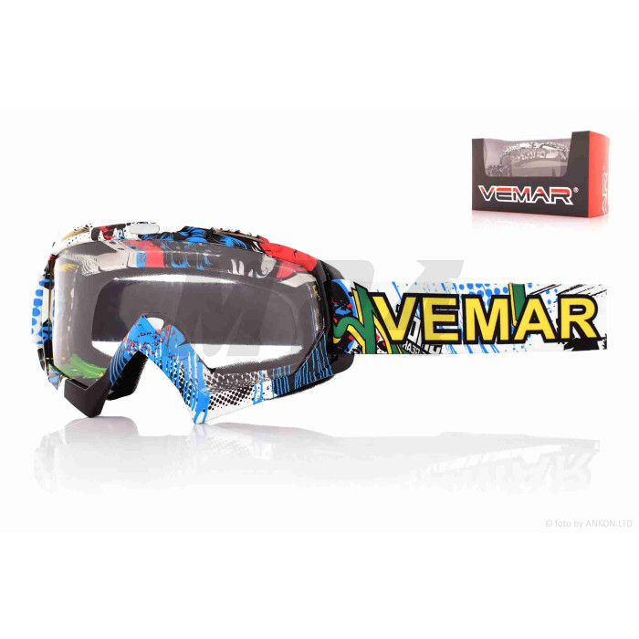 Окуляри кросові "VEMAR" #MJ-16/QL037/GRAFFITI, візор безбарвний