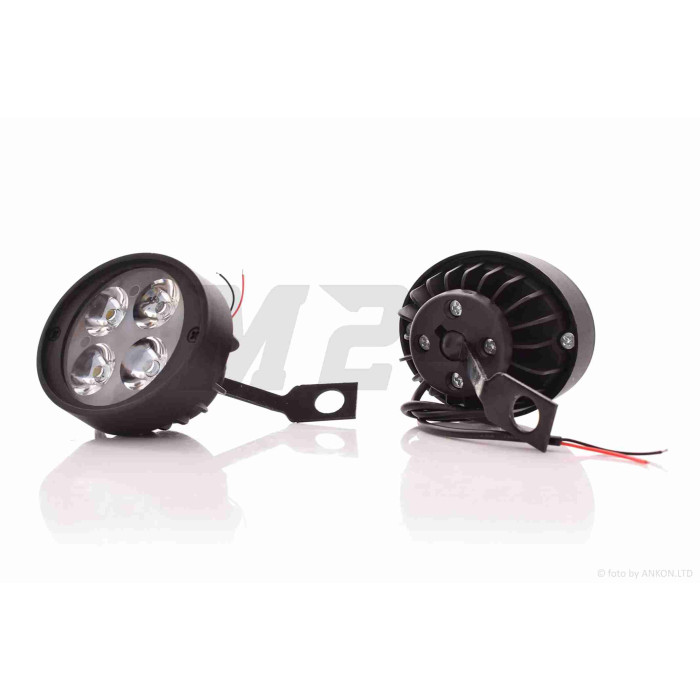 Фари додаткові круглі, 4 діоди, кріплення під дзеркало, 2шт