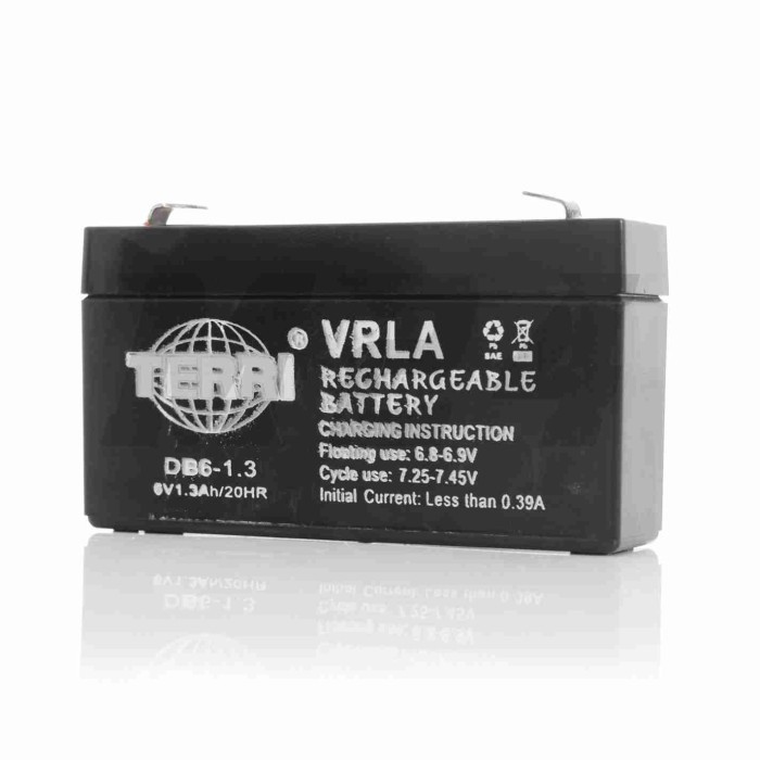 Акумулятор SLA 6V 1.3A 97-24-52mm DB6-1.3 "TERRI" (2021)