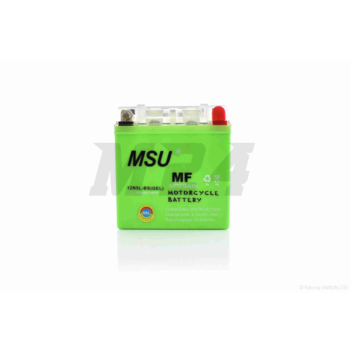 Акумулятор GEL 12V 5A 119-60-129mm, високий 12N5L-BS (YB5L-BS) "MSU" (2025)