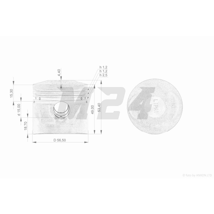 Поршень к-кт CB125 STD 56.50, p-15 "LIPAI"