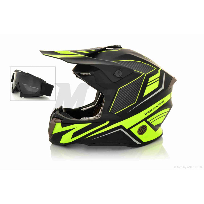 Шолом кросовий "HD" (#H-806, XL, Matte-black-green)