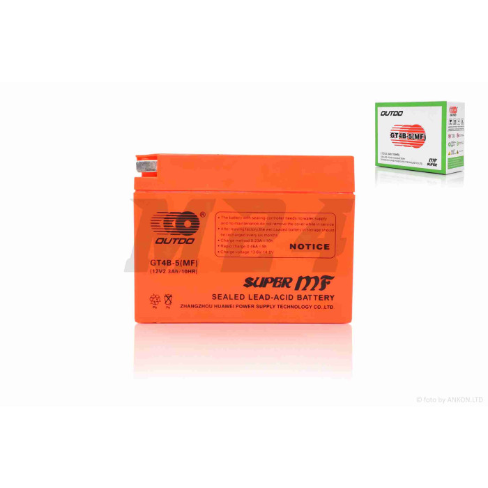 Акумулятор GEL 12V 2.3A Suzuki/Yamaha 115-40-90mm GT4B-5 "OUTDO"