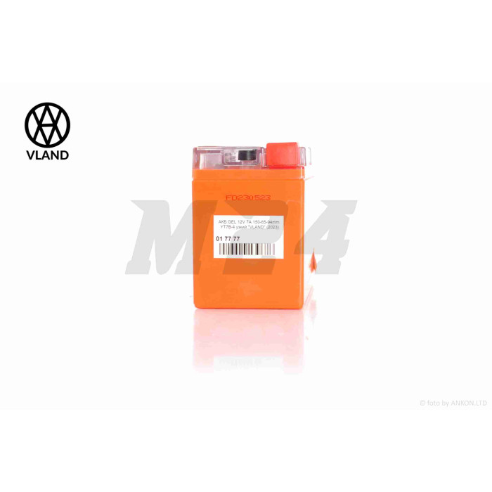 Акумулятор GEL 12V 7A 150-65-94mm YT7B-4 вузький "VLAND" (2025)