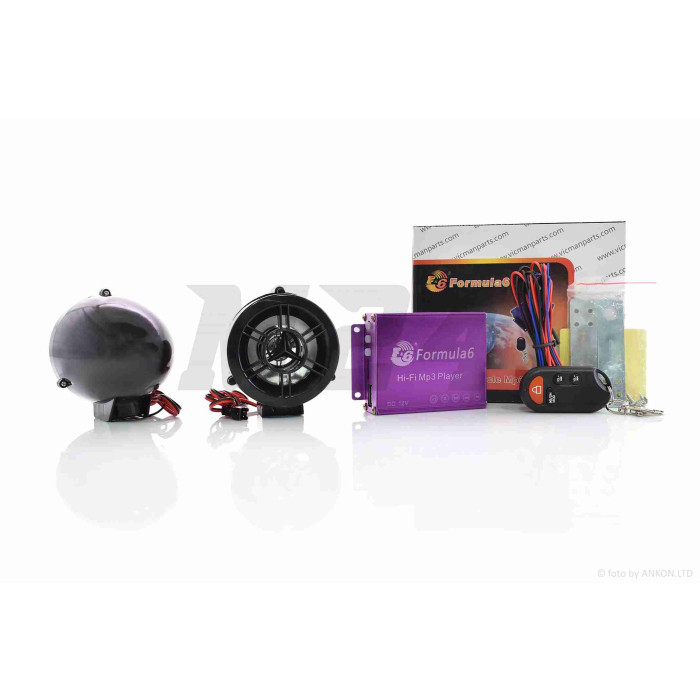 Аудіосистема 2.0 MP3 (USB/SD), пульт, сигналізація "F6" (чорна)