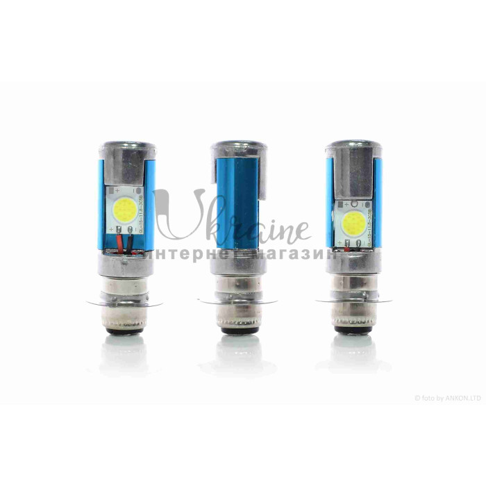 Лампа фары диодная P15D-25-1 12V 35/35W 1 ус, 2 кристалла #1 "LED"