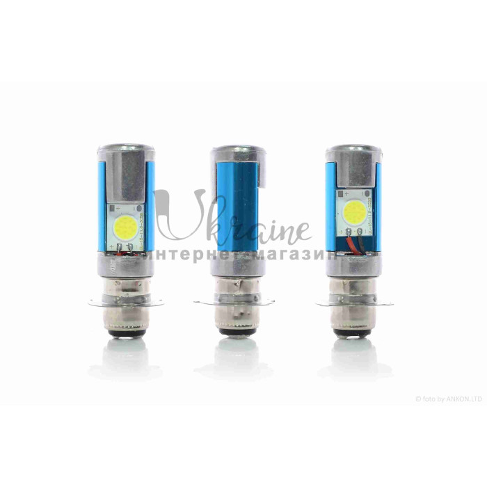 Лампа фари діодна P15D-25-3 12V 35/35W 3 вуса, 2 кристали #1 "LED"