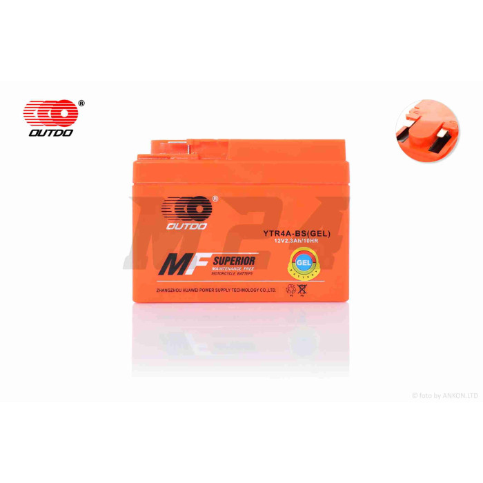 Акумулятор GEL 12V 2.3A Honda 113-49-85mm YTR4A-BS "OUTDO" (2025)