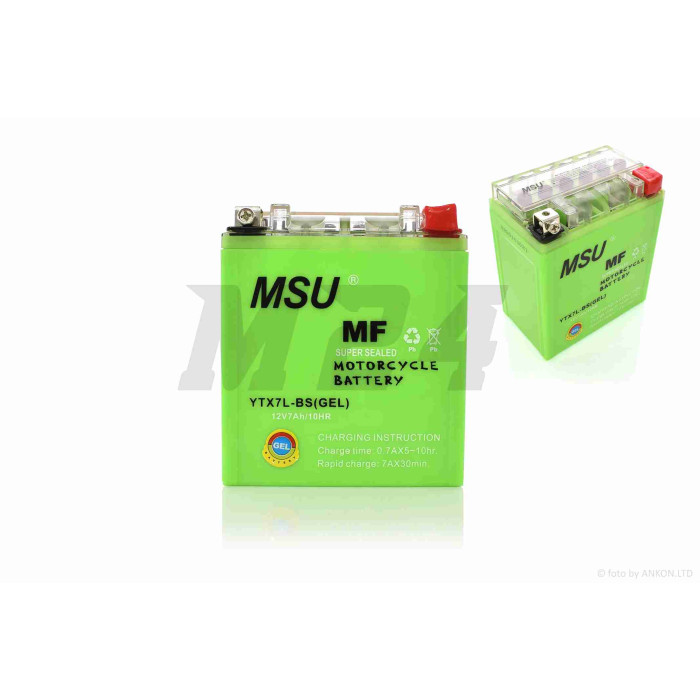 Акумулятор GEL 12V 7A 113-70-132mm, високий YTX7L-BS (12N7A-BS) "MSU" (2026)