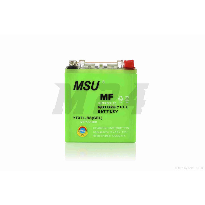 Акумулятор GEL 12V 7A 113-70-132mm, високий YTX7L-BS (12N7A-BS) "MSU" (2026)