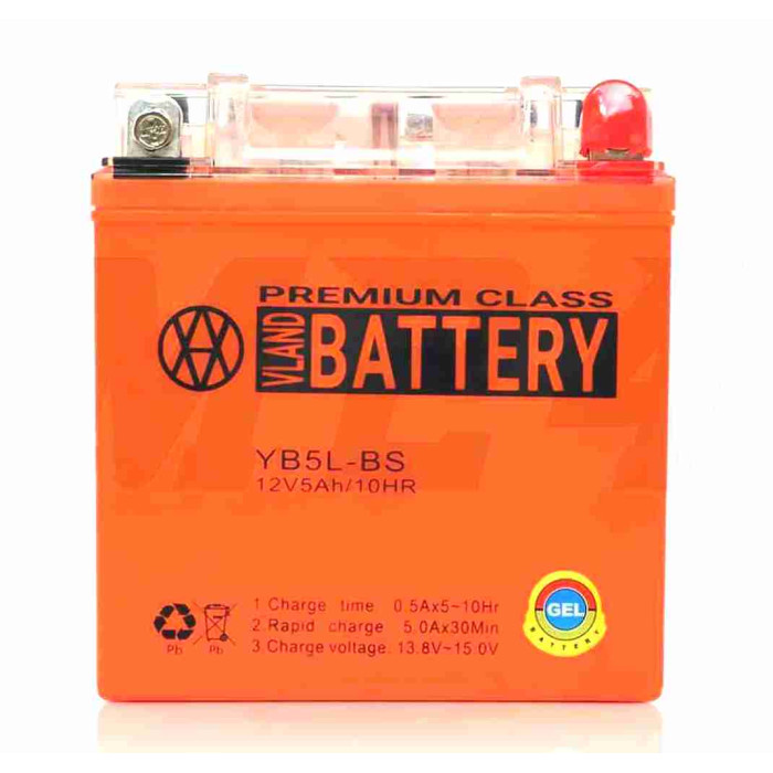 Акумулятор GEL 12V 5A 119-60-129mm, високий YB5L-BS "VLAND" (2026)