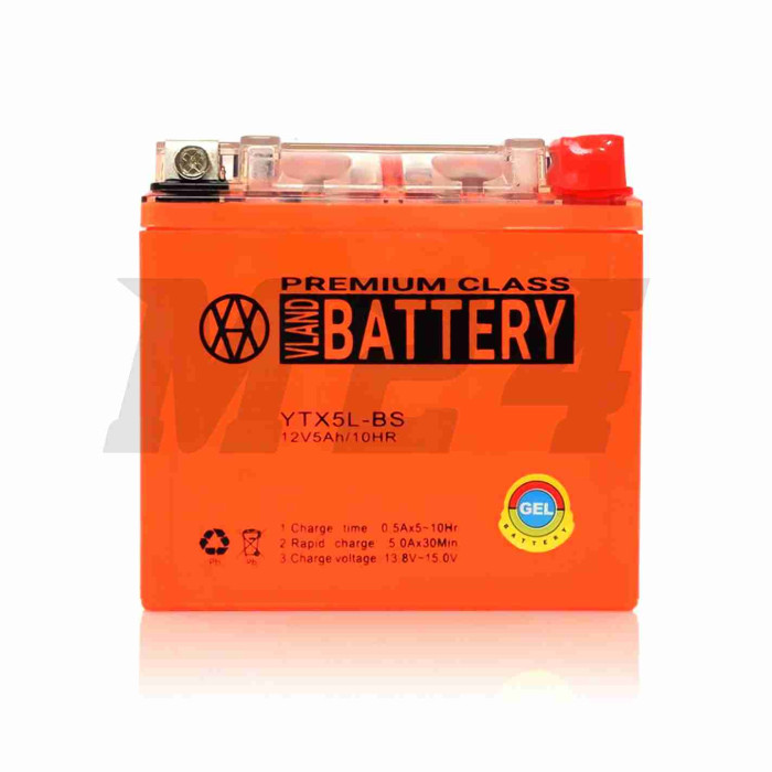 Акумулятор GEL 12V 5A 113-70-107mm UTX5L-BS (YTX5L-BS) "VLAND" (12/2024)