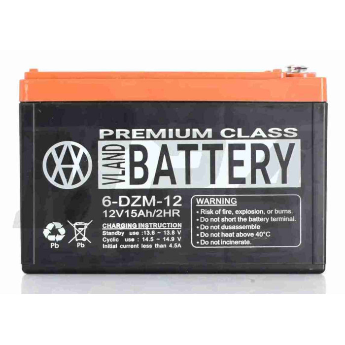 Акумулятор AGM 12V 15A 150-101-99mm 6-DZM-12 тяговий "VLAND" (електро вело/скутери, 2026)