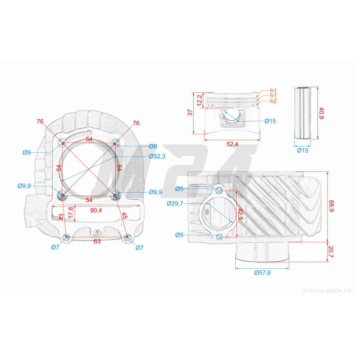 ЦПГ Kymco ARN125, WH125 (153QMI) D52.4, p15, h69 #PRO "LIPAI"