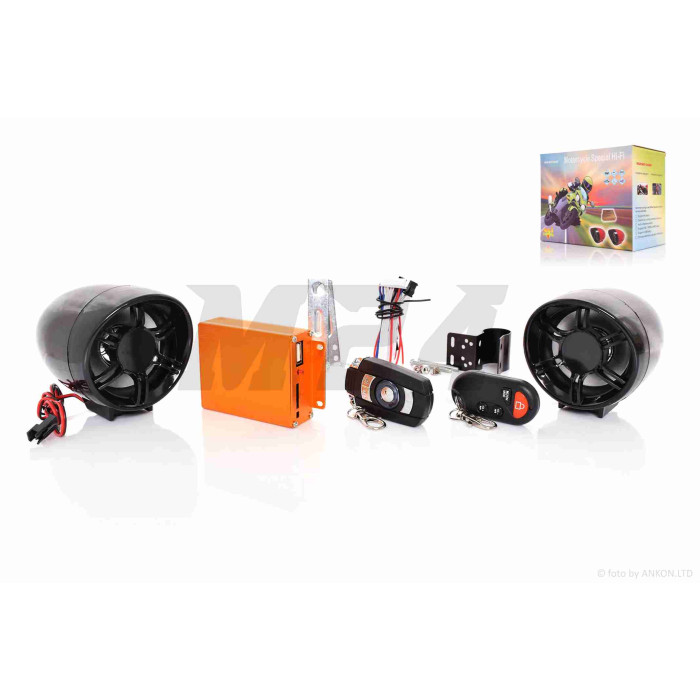 Аудіосистема 2.0 MP3 (FM/USB/SD) 3", 2 пульти, сигналізація #BT003 (чорна)