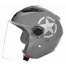 Шлем открытый "DAVID" (#D017, серый глянцевый Willys Star, L, ABS)