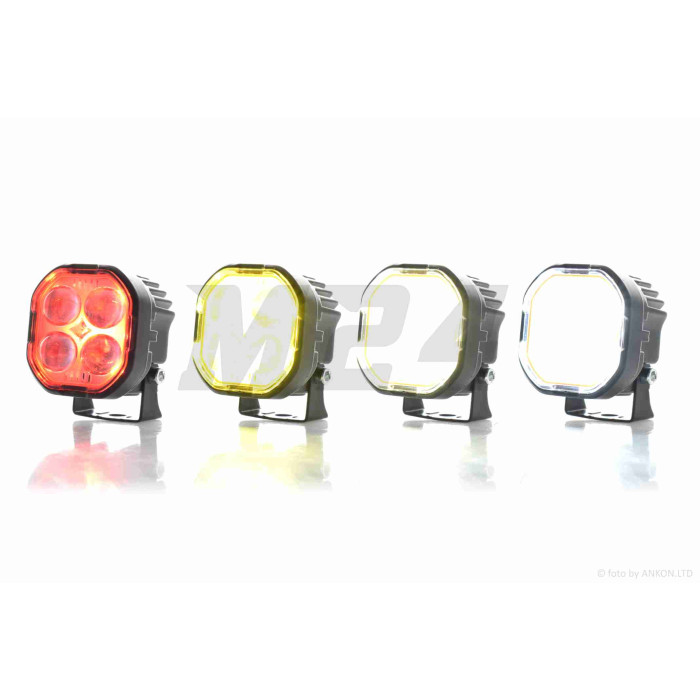 Фара додаткова діодна, квадратна, 56*56mm, біле/жовте світло, стробоскоп #LPS-2178