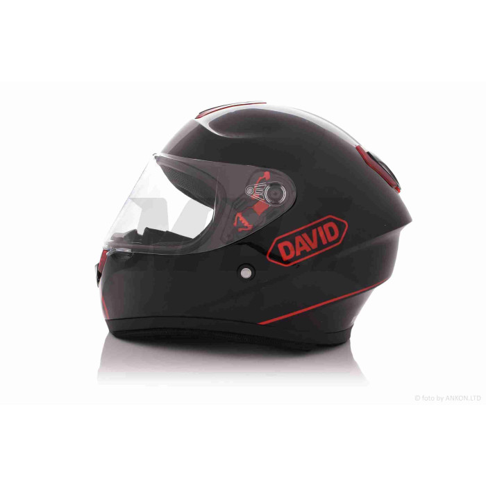 Шолом інтеграл "DAVID" (#820, XL, black/red, комір)