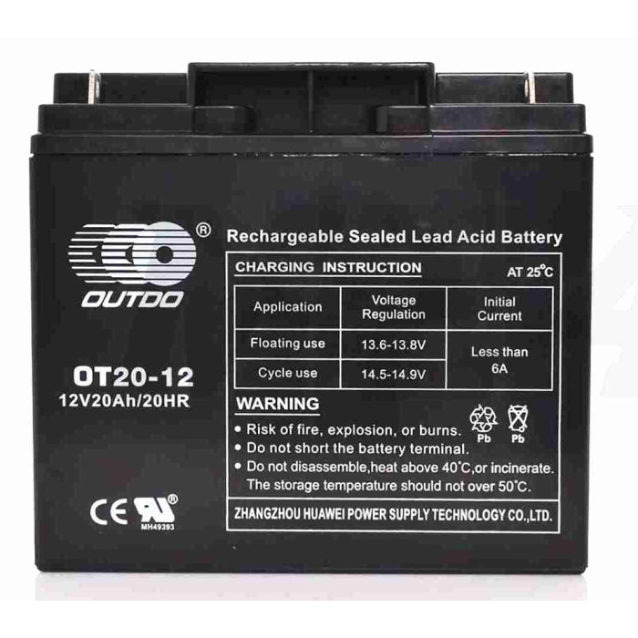Акумулятор SLA 12V 20A 181-76-167mm OT20-12 "OUTDO" (2023)