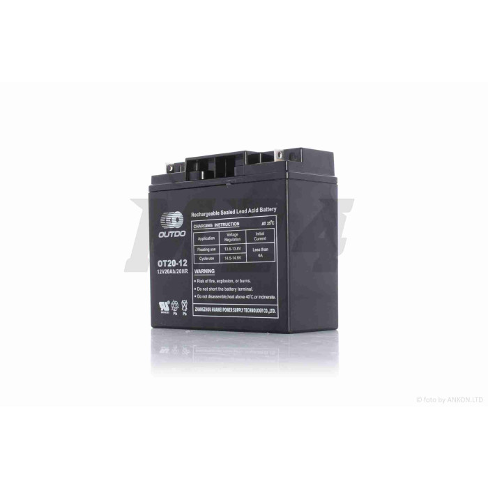 Акумулятор SLA 12V 20A 181-76-167mm OT20-12 "OUTDO" (2023)