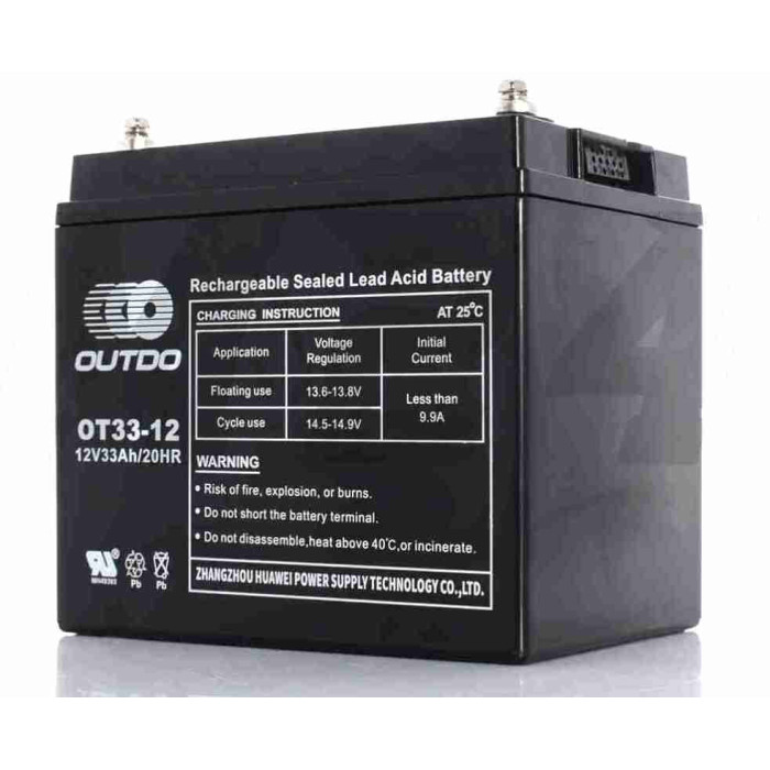 Акумулятор SLA 12V 33A 194-132-170mm OT33-12 "OUTDO" (2023)