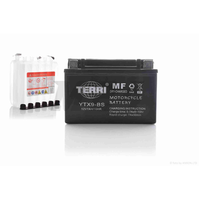 Акумулятор кислотний 12V 9A 150-75-105mm YTX9-BS "TERRI"