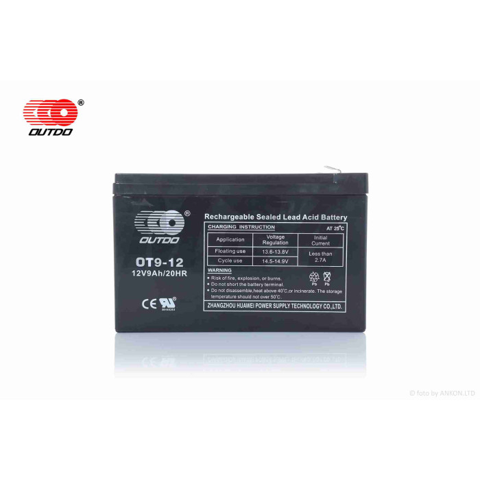 Акумулятор 12V 9A SLA 151-65-100mm OT9-12 "OUTDO" (2022)