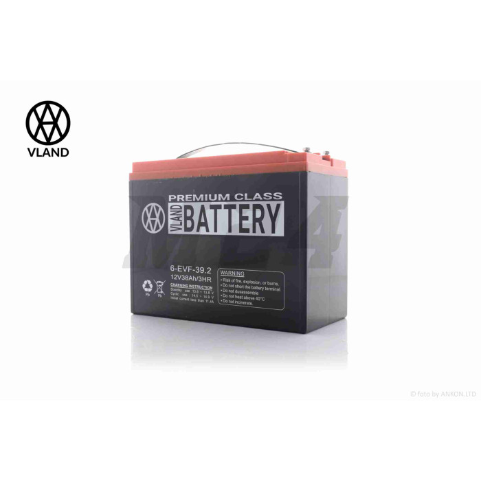 Акумулятор AGM 12V 38A 223-105-174mm 6-EVF-39.2 тяговий "VLAND" (E-bike, електро вело/скутери, 2024)