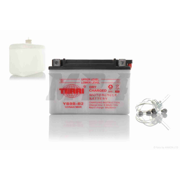 Акумулятор 12V 9A кислотний 148-88-105mm YB9B-B "TERRI" (27.07.21)