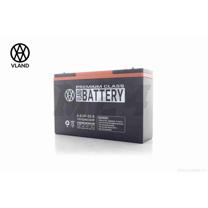 Акумулятор AGM 12V 32A 267-78-170mm 6-EVF-32.8 тяговий "VLAND" (E-bike, електро вело/скутери 2026)