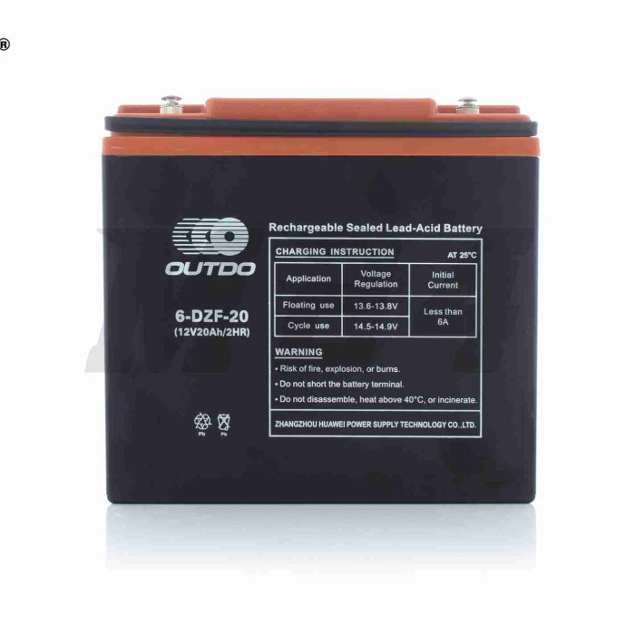 Акумулятор AGM 12V 20A 180-78-170mm 6-DZF-20 тяговий "OUTDO" (E-bike, електро вело/скутери 2025)