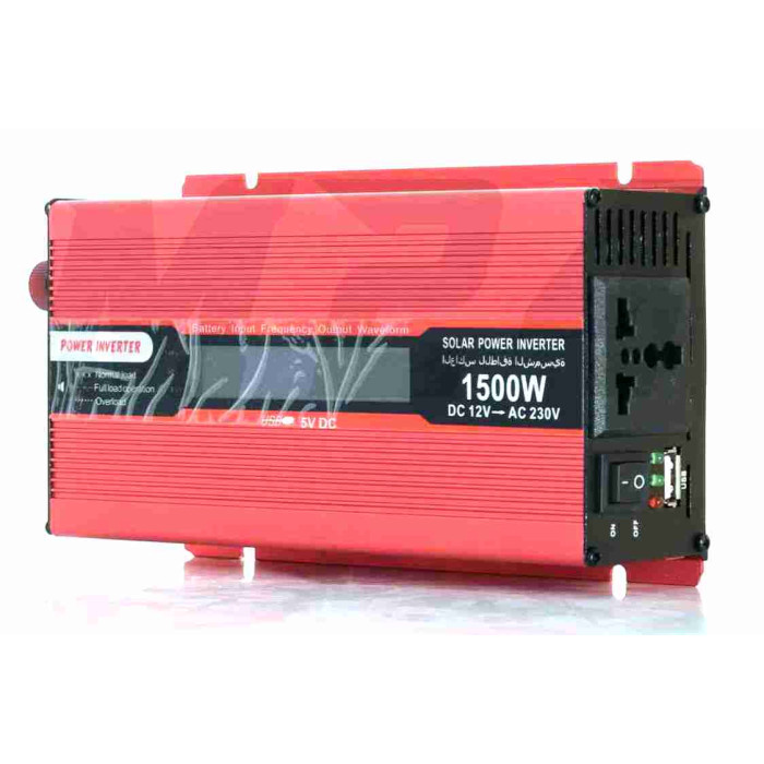 Інвертор AC/DC-12V/220V, 1500/3000W, LCD екран, 1хUSB 2.1A, одна розетка #ATPI-3
