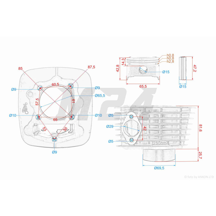 ЦПГ ланцюгова CB250/CBB250 (165FMM/166FMM) D65.5, p15, h81.5 #PRO "LIPAI" (TTR250Rb)