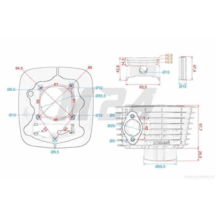 ЦПГ ланцюгова CB250/CBB250 (165FMM/166FMM) D65.5, p15, h81.5 #PRO "LIPAI" (чорна, TTR250Rb)