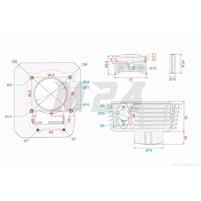 ЦПГ CB250D-F (172FMM-3A) D77, p16, h72.1 #PRO "LIPAI" (бігбор 300cc)