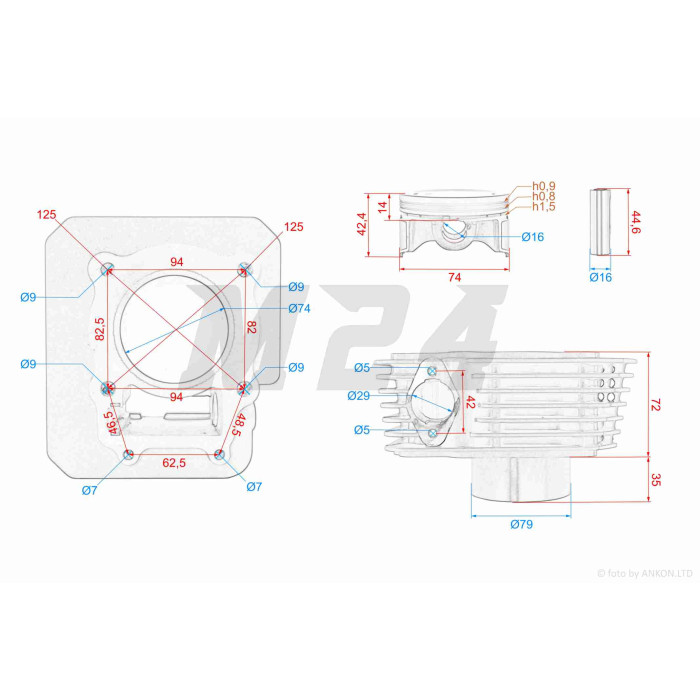 ЦПГ CB250D-F (172FMM-3A) D74, p16, h72.1 #PRO "LIPAI" (бігбор 270cc)