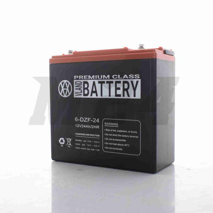 Акумулятор AGM 12V 24A 180-78-170mm 6-DZF-24 тяговий "VLAND" (E-bike, електро вело/скутери 2025)